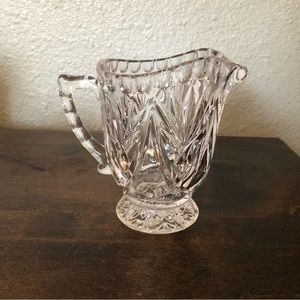 VINTAGE Crystal Glass Cream Pitcher Dish